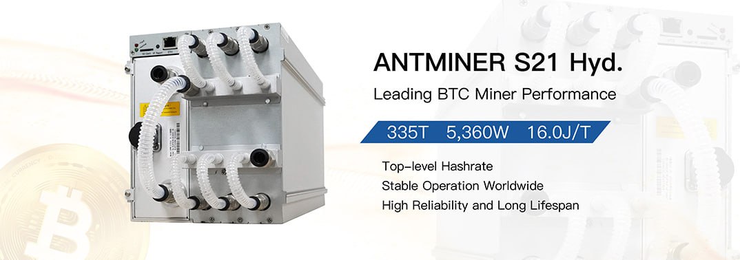 New BITMAIN Antminer S21 Hyd 335T BTC Miner 16 J/T